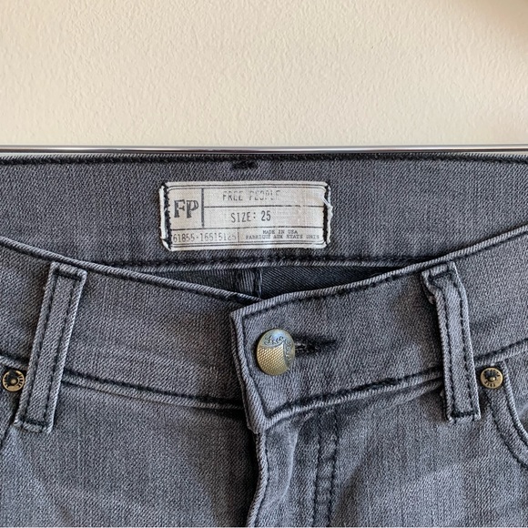 free people grey bell bottom jeans . - Picture 3 of 5